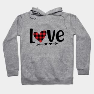 Love buffalo plaid heart valentine design Hoodie